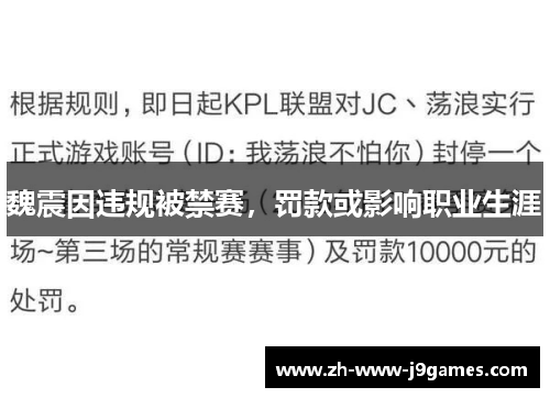 魏震因违规被禁赛,罚款或影响职业生涯 魏震因违规被禁赛,罚款或影响职业生涯