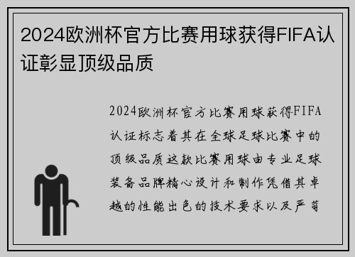 2024欧洲杯官方比赛用球获得FIFA认证彰显顶级品质